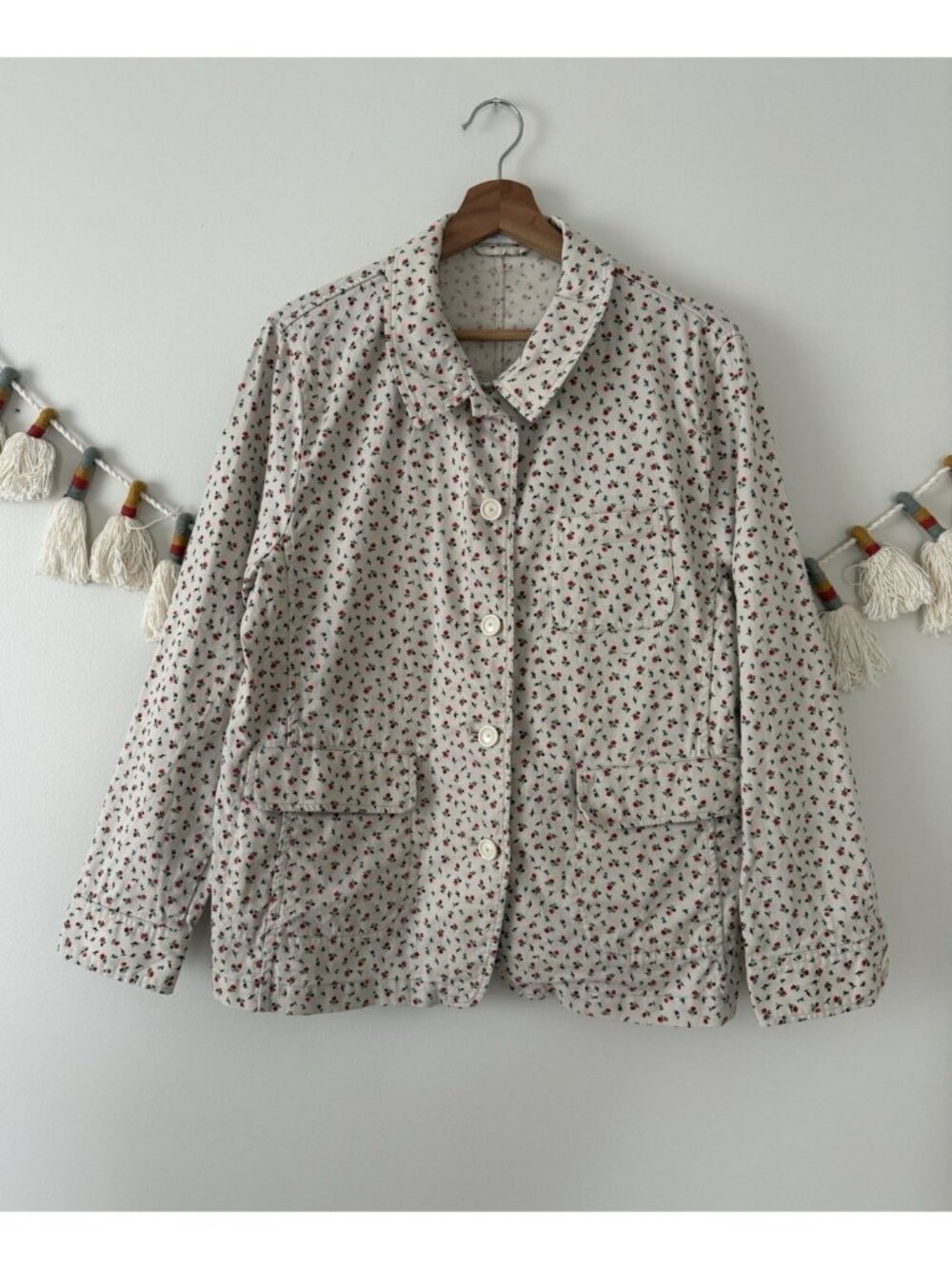 Uniqlo Ines De La Fressange Ditsy Floral Coverall Shacket Denim Cotton Cottage